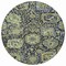 Homeroots 8' Fern Green And Blue Round Damask Washable Indoor Outdoor Area Rug 609068 - alternate 5