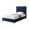 Homeroots Navy Blue Solid Wood Twin Upholstered Velvet Bed with Nailhead Trim 544793 - alternate 3