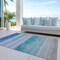Homeroots 10' X 14' Sky Blue Striped Washable Indoor Outdoor Area Rug 608144 - alternate 4