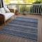 Homeroots 8' X 10' Denim Blue And Gray Striped Washable Indoor Outdoor Area Rug 577766 - alternate 3