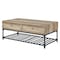 Homeroots 47" Oak and Brown Metal Coffee Table With Two Drawers And Shelf 490768 - alternate 2