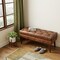 Homeroots 35in Brown Genuine Leather and Solid Wood Upholstered Storage Bench With Cabinet 717473 - alternate 2