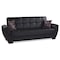 Homeroots 93" Black Faux Leather Convertible Futon Sleeper Sofa And Toss Pillows With Storage 607077 - alternate 3