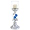 Homeroots 18" Blue Clear And Silver Polyresin Tabletop Hurricane Candle Holder 468338 - alternate 3