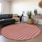 Homeroots 8' Red And Ivory Round Geometric Washable Indoor Outdoor Area Rug 614775 - alternate 4