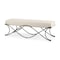 Homeroots 55" Cream and Nickel Fabric and Metal Upholstered Bench 606735 - alternate 2