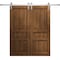 Sartodoors Modern Double Barn Door 60 x 96 inches, Ego 5012 Cognac Oak Veneer, 13FT Silver Rail Track Set, S EGO5012DB-S-DKO-6096 - alternate 1