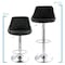 Elama 2 Pc Diamond Stitched Faux Leather Bar Stool in Black with Chrome Base and Adjustable Height ELM-704C-BLK - alternate 4