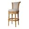 Homeroots 30" Beige and Natural Fabric and Solid Wood Bar Height Swivel Bar Chair 534316 - alternate 4