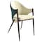 Leisuremod Sante Modern Leather Dining Arm Chair with Iron Legs in Cream/Green SC53CRDG - alternate 1