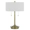 Homeroots 20" Antiqued Brass Metal Two Light Table Lamp With White Drum Shade 524727 - alternate 1