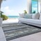 Homeroots 5' X 8' Charcoal Beige And Brown Striped Washable Indoor Outdoor Area Rug 598873 - alternate 4
