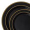 Smarty Had A Party Black with Gold Edge Rim Plastic Dinnerware Value Set (120 Dinner Plates + 120 Salad Plates), 240PK 110BGVP-CASE - alternate 4
