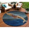Homeroots 8' Blue And Brown Round Animal Print Washable Indoor Outdoor Area Rug 630965 - alternate 1