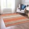 Homeroots 8' X 10' Coral Ivory And Gray Striped Washable Indoor Outdoor Area Rug 614806 - alternate 4