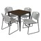 Regency Square Kahlo Breakroom Table W/ 4 Zeng Stack Chairs, 30 in W, 30 in L, Neo Walnut TPL3030NWBK44GY - alternate 1