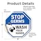 Signmission Stop Germs Wash Your Hands, 4 inch X 4 inch, Vinyl Decal, 2PK OC-D-2PACK-4-342 - alternate 3