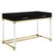 Homeroots 48" Black Clear and Gold Wood Acrylic and Stainless Steel Writing Desk With Two Drawers 543747 - alternate 5