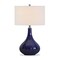 Homeroots 25" Navy Blue Glass Gourd Table Lamp With White Drum Shade 524329 - alternate 3