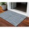 Homeroots 3' X 5' Navy Blue And Ivory Striped Washable Indoor Outdoor Area Rug 583444 - alternate 1