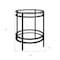 Homeroots 22" Black And Clear Glass And Steel Round End Table With Shelf 543813 - alternate 3