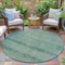 Homeroots 8' Teal Blue And Ivory Round Geometric Washable Indoor Outdoor Area Rug 630515 - alternate 2