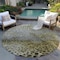Homeroots 8' Brown Gray And Ivory Round Abstract Washable Indoor Outdoor Area Rug 603079 - alternate 2