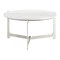 Homeroots 30" White and Silver Genuine Marble and Aluminum Round Cross Legs Coffee Table 565084 - alternate 3