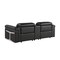 Homeroots 86in Black Italian Leather Power Reclining Loveseat With Storage 720526 - alternate 3
