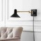 Jonathan Y Hygge 16" Swing Arm 1-Light Modern Midcentury Iron USB Charging Port LED Sconce, Black/Brass Gold JYL1302B - alternate 4