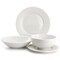 Elama Kate 16 Piece Textured Trim Double Bowl Porcelain Dinnerware Set in White ELM-KATE16 - alternate 2