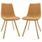Leisuremod Markley Modern Leather Dining Chair with Gold Legs, Light Brown, 2PK MCG18BR2 - alternate 1