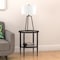 Homeroots 24" Black And Clear Glass And Steel Round Mirrored End Table With Shelf 544189 - alternate 4