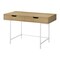 Homeroots 47" Natural and White Wood and Metal H-Shape Computer Desk With Two Drawers 489891 - alternate 3