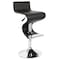 Homeroots Black and Silver Faux Leather and Metal Low Back Adjustable Height Bar Chair 555045 - alternate 1
