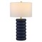 Homeroots 25" Navy Blue Ceramic Table Lamp With White Drum Shade 524441 - alternate 2