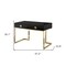 Homeroots 47" Black and Gold Wood and Stainless Steel Writing Desk With Two Drawers 543795 - alternate 6