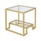 Homeroots 22" Brass And Clear Glass And Steel Square End Table With Shelf 544207 - alternate 2