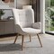 Homeroots 23" Beige and Natural Tufted Chenille and Solid Wood Wingback Chair 719435 - alternate 2