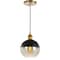 Jonathan Y Nixon 7.5" 1-Light MidCentury Modern Metal/Glass Adjustable Drop Globe LED Pendant, Brass Gold/Black JYL3513A - alternate 2