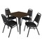 Regency Square Kahlo Breakroom Table W/ 4 Restaurant Stack Chairs, 30 in W, 30 in L, Neo Walnut TPL3030NWBK29BK - alternate 1
