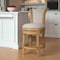 Homeroots 25" Beige and Natural Fabric and Solid Wood Counter Height Swivel Bar Chair 534317 - alternate 1