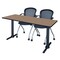 Regency Cain T-Base Training Seminar Table W/ 2 Cadence Stack Chairs, 66 in W, 24 in L, Noble Oak MTRCT6624NO23BK - alternate 1