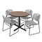 Regency Round Cain Breakroom Table W/ 4 Zeng Stack Chairs, 36 in W, 36 in L, Noble Oak TB36RNDNO44GY - alternate 1