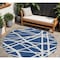 Homeroots 8' Navy Blue And Ivory Round Geometric Washable Indoor Outdoor Area Rug 600476 - alternate 1