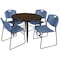 Regency Round Kahlo Breakroom Table W/ 4 Zeng Stack Chairs, 42 in W, 42 in L, Neo Walnut TPL42RNDNWBK44BE - alternate 1