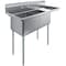Amgood 57 1/4 in. x 23.5 in. Stainless Steel Two Compartment Sink with 18 in. x 18 in. Bowls and 18 in. Right Drainboard SINK S2C-181812-18R-NF-Z - alternate 1