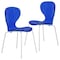Leisuremod Modern Oyster Transparent Side Dining Side Chair with White Base in Blue, 2PK OCW-17TBU2 - alternate 1