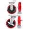 Hyw Products Heavy Duty Caster Set 8in Polyurethane on Plastic Wheels, 2 Rigid & 2 Swivel with Brake, 4PK 40-80R-A1-PU-2,40-80S-A1-PU-TB-2 - alternate 2