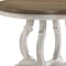 Homeroots 48" Walnut and Antiqued White Wood Pedestal Base Round Top Dining Table 631287 - alternate 4